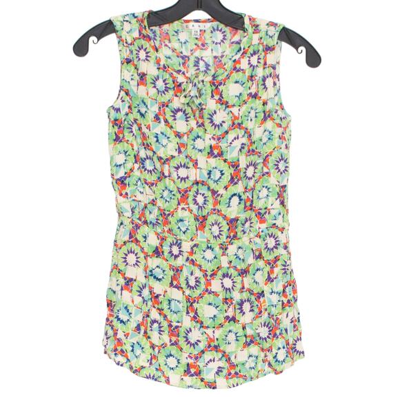 Cabi Womens Top Kaleidoscope Boho Psychedelic Retro Festival Hippie Green XS - Picture 1 of 4